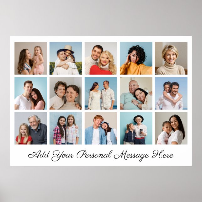 Skapa din egen 15 fotokollage lägga till en Hälsni Poster (Framsidan)