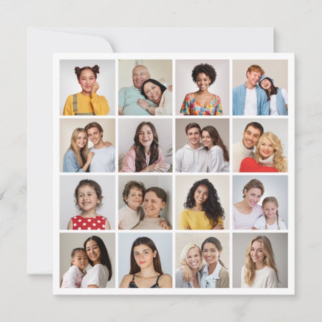 Skapa din egen 16-foto collage för alla tillfällen kort (Framsida)