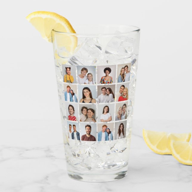 Skapa din egen 16-foto collage glaskopp (Framsida Ice)