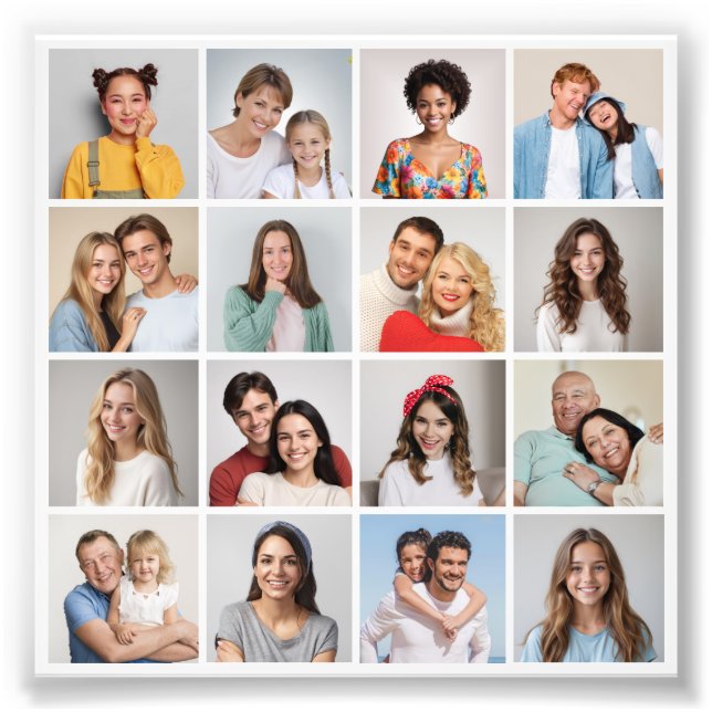 Skapa din egen 16 fotofotouppställning fototryck (Framsidan)