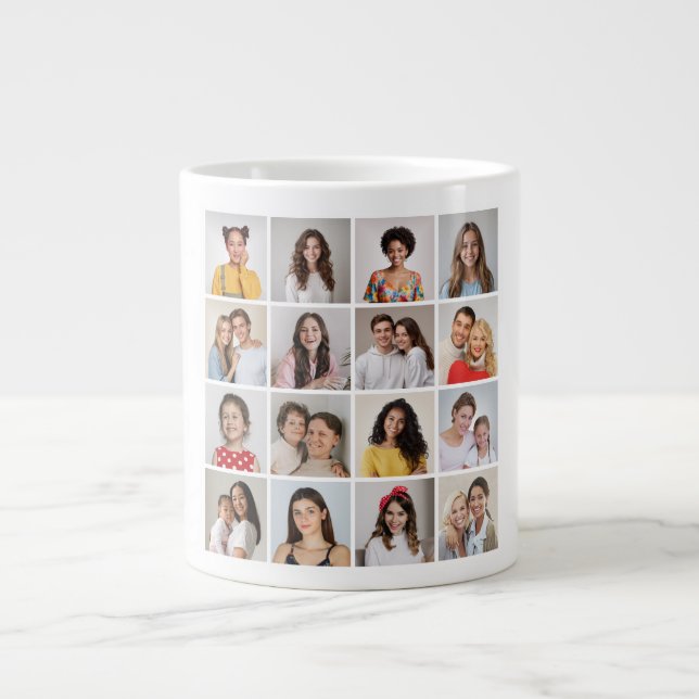 Skapa din egen 16 fotokollage jumbo mugg (Framsidan)