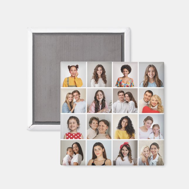 Skapa din egen 16 fotokollage magnet (Front/Back)