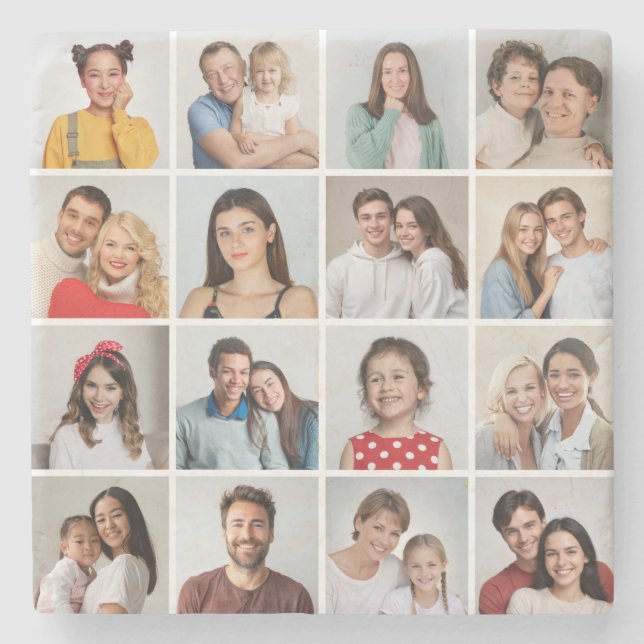 Skapa din egen 16 fotokollage stenunderlägg (Framsidan)