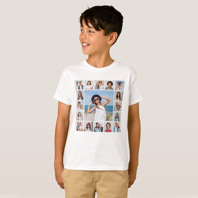 Skapa din egen 17 fotokollage t shirt (Hel framsida)