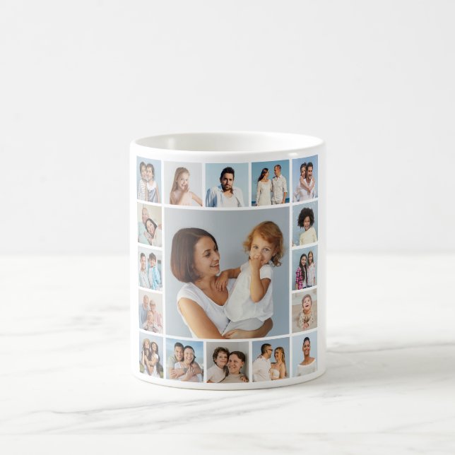 Skapa din egen 17 fotoskollage  kaffemugg (Center)