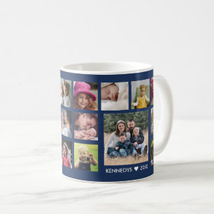 Skapa din egen 18-familjs fotokollage Blue Kaffemugg