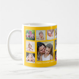 Skapa din egen 18-familjs fotokollage-Gult Kaffemugg