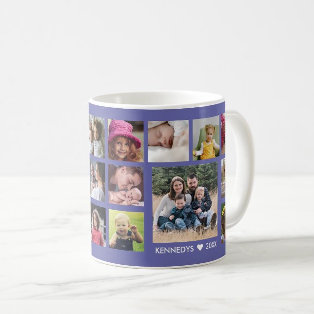 Skapa din egen 18-familjs fotokollage Periwinkle Kaffemugg (Framsida höger)