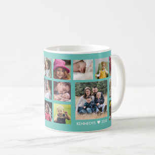 Skapa din egen 18-familjs fotokollage-skalning kaffemugg