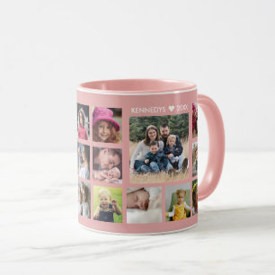 Skapa din egen 18 Photo Collage Family Namn Rosa Mugg