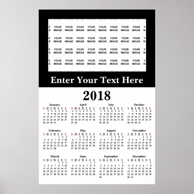 Skapa din egen 2018 anpassade kalenderaffisch poster (Framsidan)