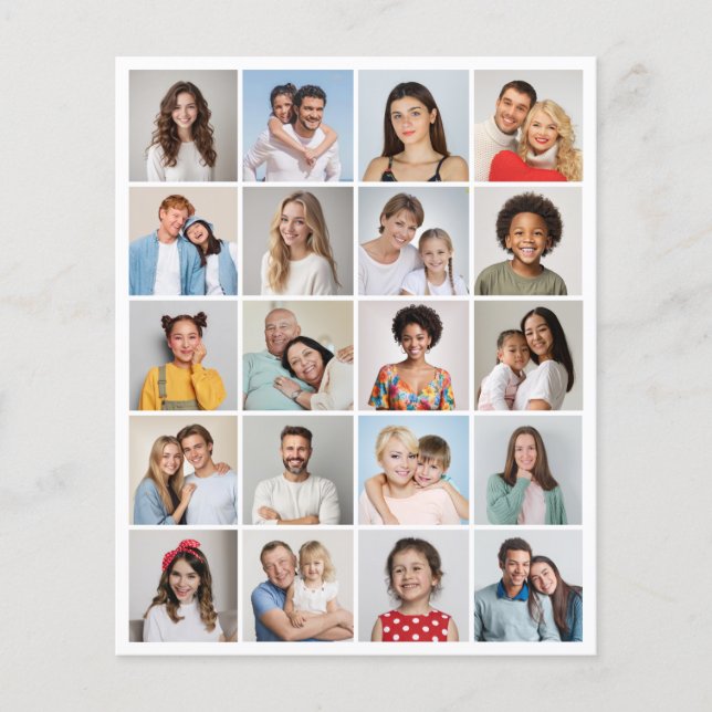 Skapa din egen 20 fotokollage Papper Lakan/Flyer Flygblad (Framsidan)