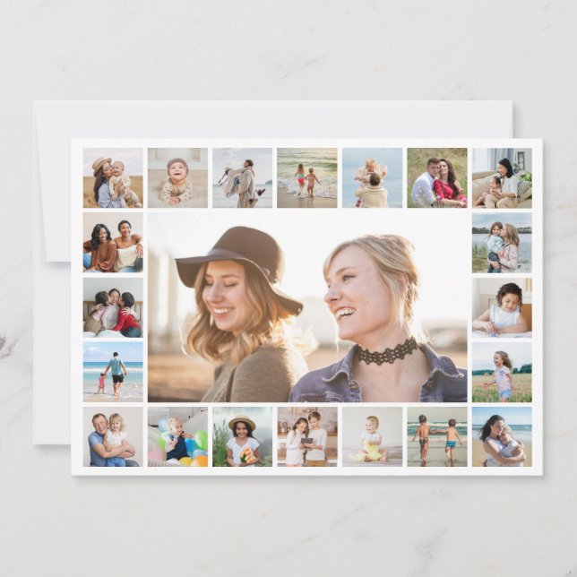 Skapa din egen 21-foto Collage redigerbar färg Anteckningskort (Framsida)