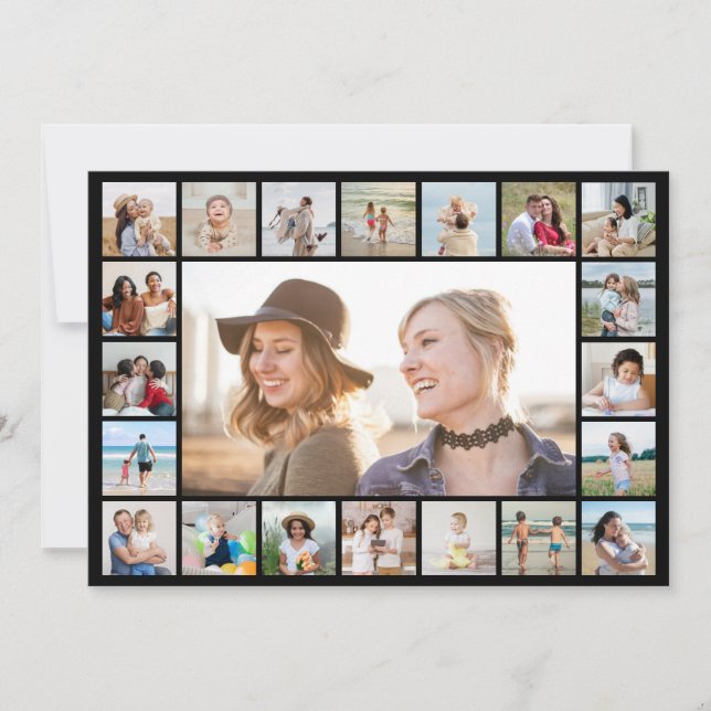 Skapa din egen 21-foto Collage Redigerbar färg Anteckningskort (Framsida)