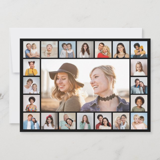 Skapa din egen 21-foto Collage redigerbar färg Anteckningskort (Framsida)
