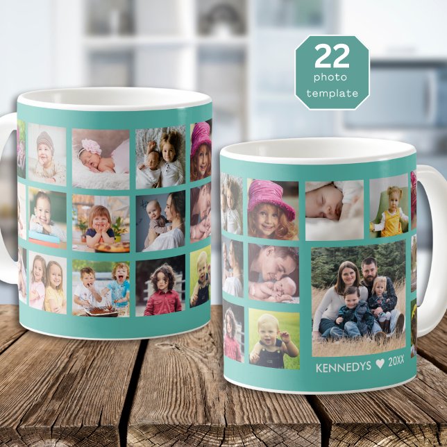 Skapa din egen 22 Photo Collage-familj Namn Kaffemugg (Skapare uppladdad)