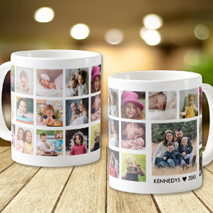 Skapa din egen 22 Photo Collage Family Namn White Kaffemugg