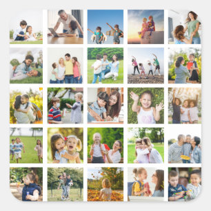 Skapa din egen 25 fotokollage redigerbar fyrkantigt klistermärke