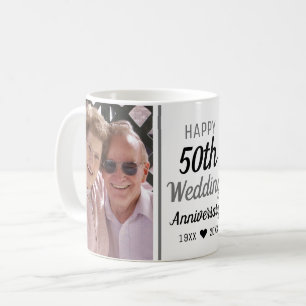 Skapa din egen 2-foto-50-årsdag i Bröllop Kaffemugg