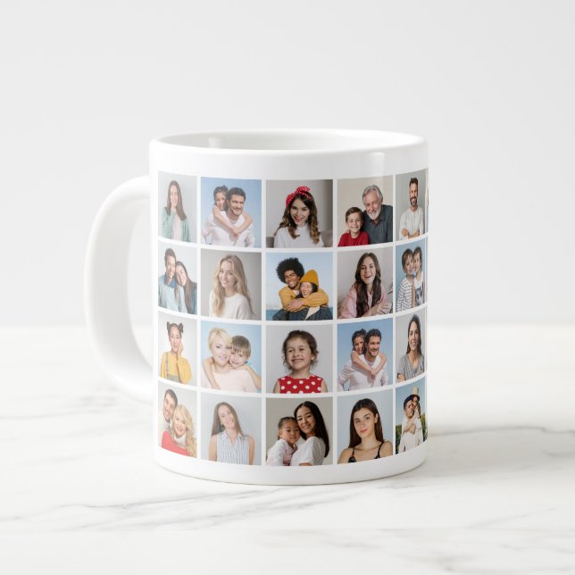 Skapa din egen 32-fotokollage jumbo mugg (Framsida vänster)