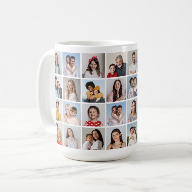Skapa din egen 32-fotokollage kaffemugg (Framsida vänster)