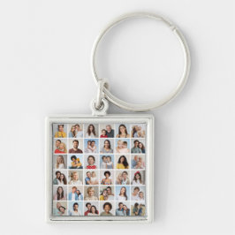 Skapa din egen 36 fotokollage fyrkantig silverfärgad nyckelring
