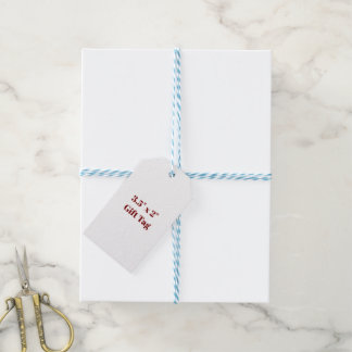 Skapa din egen 3,5" x 2" blå och vit tvinnad tråd presentetikett