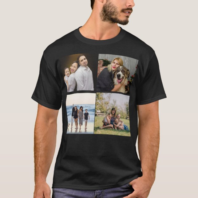 Skapa din egen 4-familjs fotokollage-Anpassningsba T Shirt (Framsida)