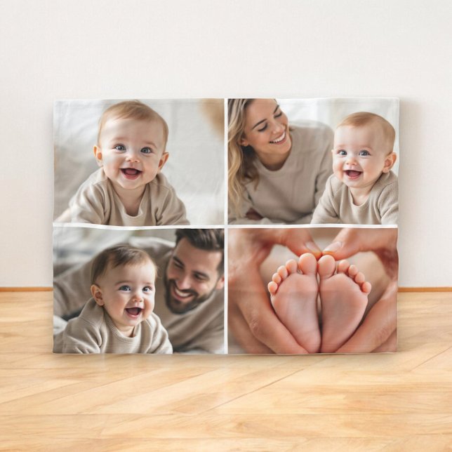Skapa din egen 4-fotokollage Cute Baby Fleecefilt (Skapare uppladdad)