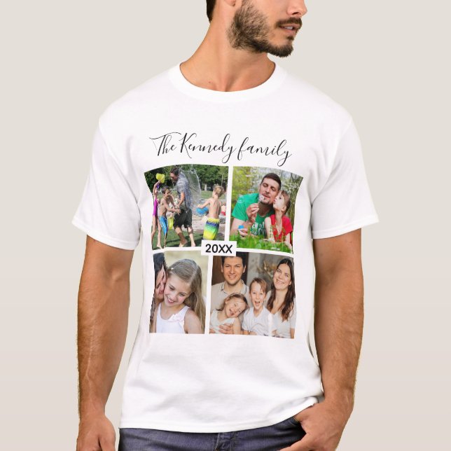 Skapa din egen 4-fotomakortjänst t shirt (Framsida)