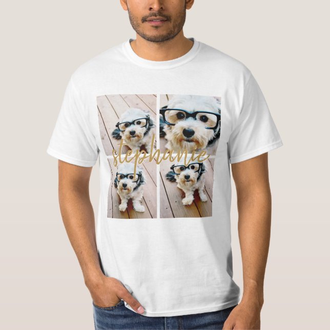Skapa din egen 4-fotosamling - skript Namn T Shirt (Framsida)