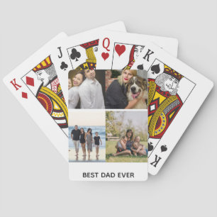 Skapa din egen 4 fotoskollage Bästa pappa någonsin Casinokort