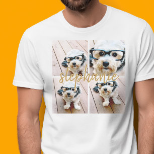 Skapa din egen 4 fotoskollage - Skriptnamn T Shirt