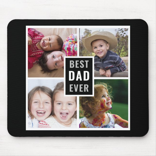Skapa din egen 4 Photo Collage Best Pappa någonsin Musmatta (Framsidan)
