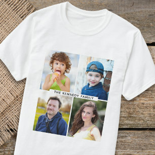 Skapa din egen 4 Photo Collage-familj Namn T Shirt