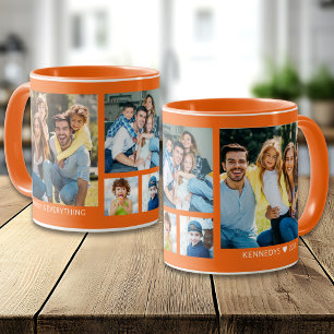 Skapa din egen 5 familjefotocollage Orange Mugg
