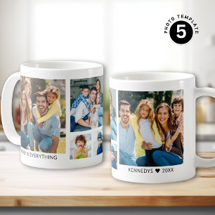 Skapa din egen 5-familjs fotokollage White Kaffemugg