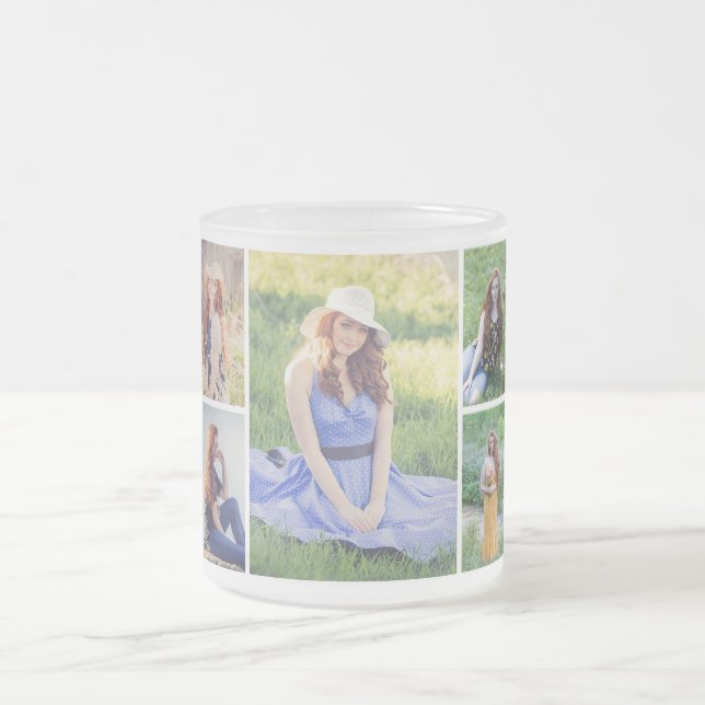 Skapa din egen 5-fotokollage frostad glasmugg (Center)