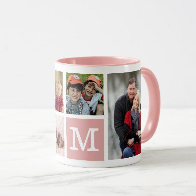 Skapa din egen 5-fotokollage monogrammad Rosa Mugg (Framsida höger)