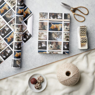 Skapa din egen 5-fotokollage på vitt presentpapper