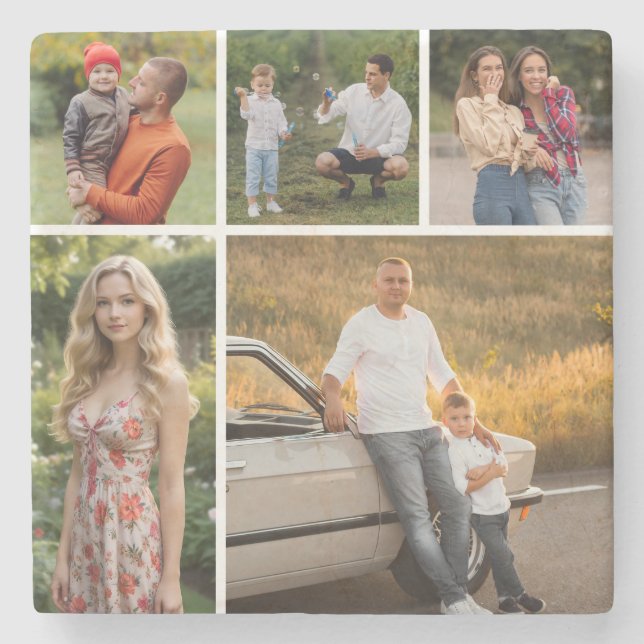 Skapa din egen 5-fotokollage stenunderlägg (Framsidan)