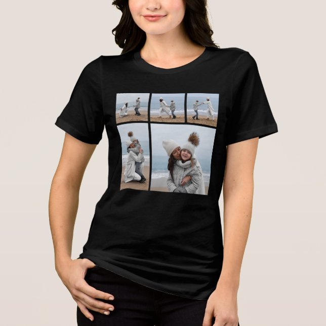 Skapa din egen 5-fotokollage t shirt (Framsida)