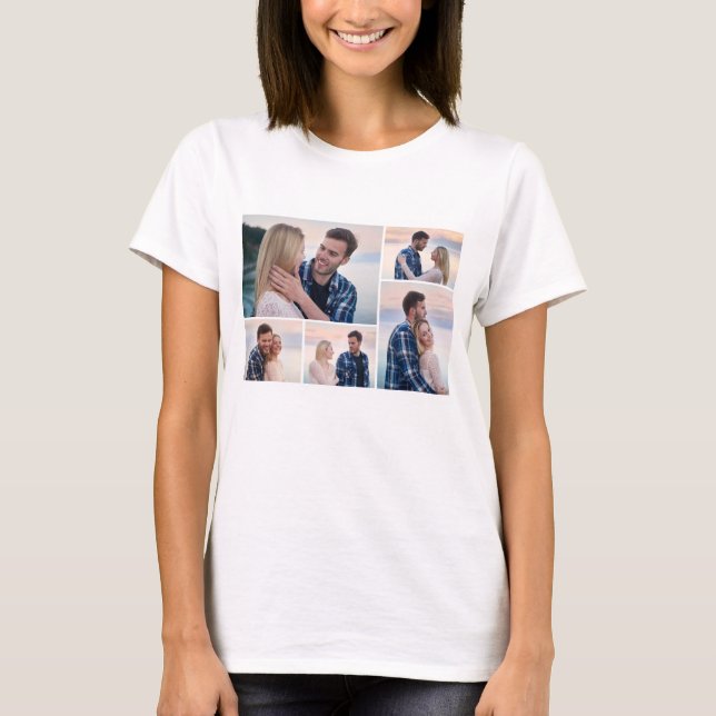 Skapa din egen 5-fotokollage t shirt (Framsida)