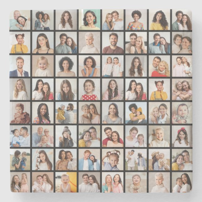 Skapa din egen 64 fotokollage stenunderlägg (Framsidan)