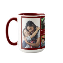 Skapa din egen 6 Foto Collage Familj Namn Maroon