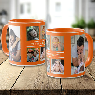 Skapa din egen 6-foto collage familjenamn Orange Mugg