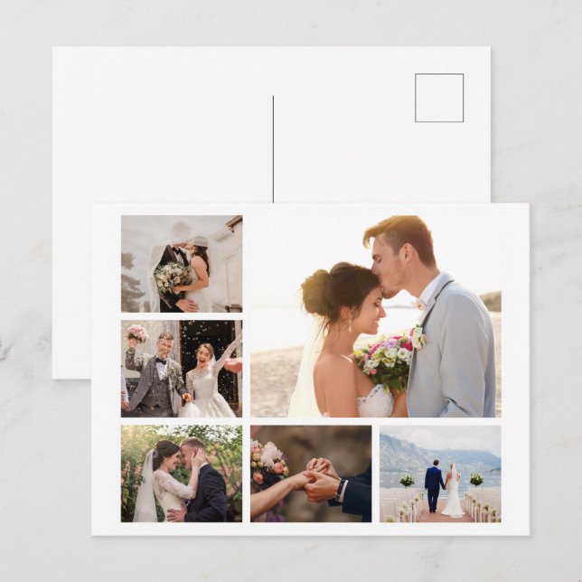 Skapa din egen 6-fotokollage helg vykort (Fram/baksida)