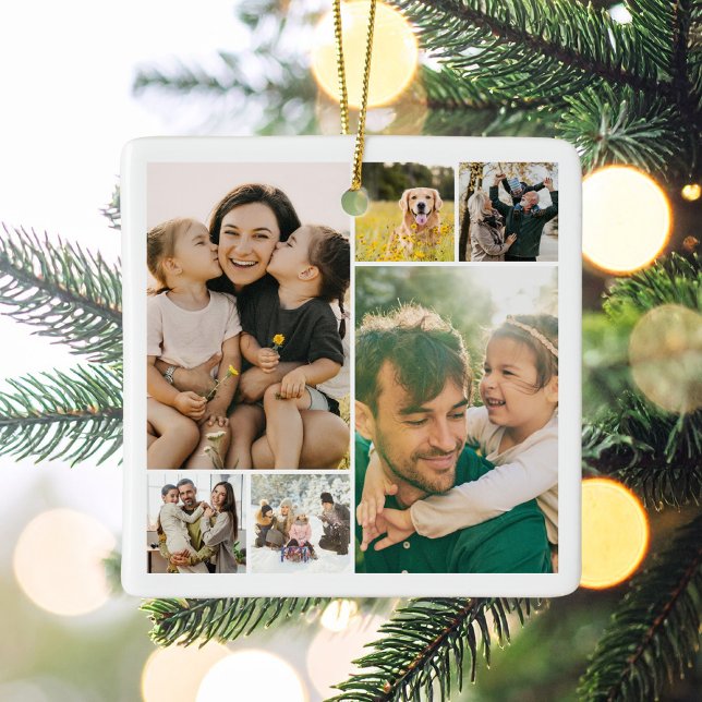 Skapa din egen 6-fotokollage julgransprydnad keramik (Skapare uppladdad)