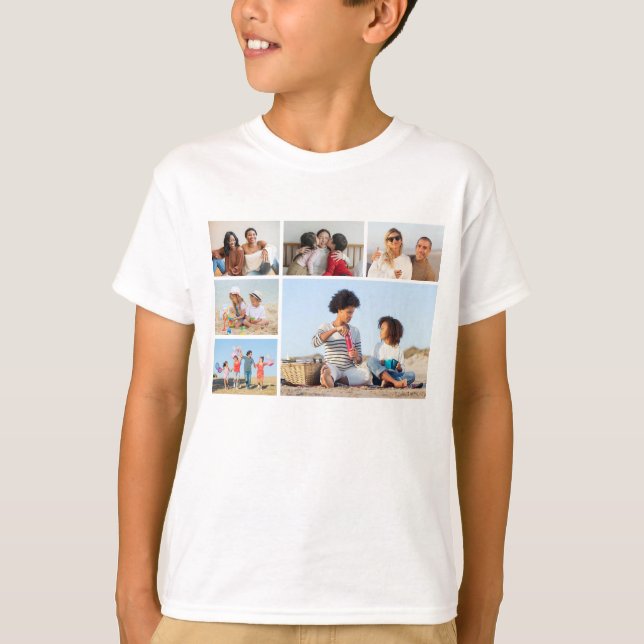 Skapa din egen 6-fotokollage t shirt (Framsida)