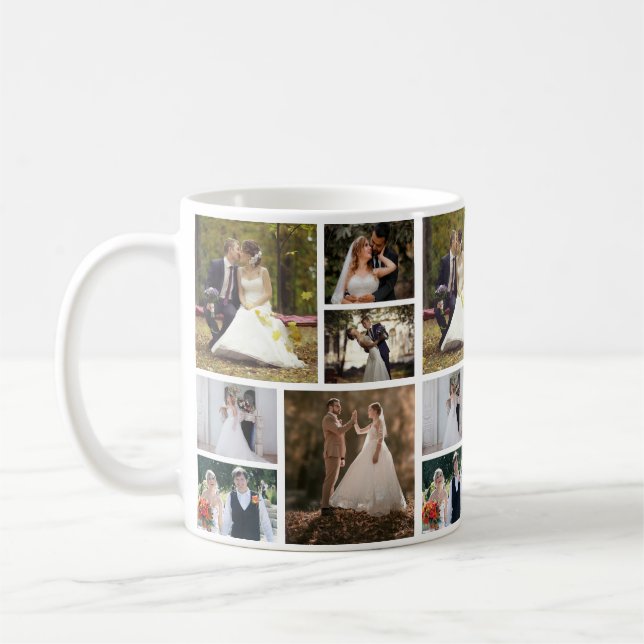 Skapa din egen 6 Photo Bröllop Collage Kaffemugg (Vänster)